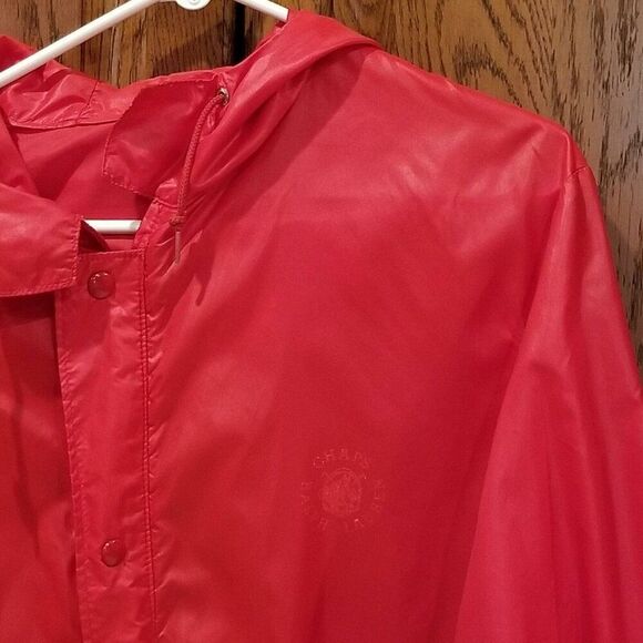 Vintage 80s Chaps Ralph Lauren Mens M Jacket Red Windbreaker Hooded Crest - Picture 6 of 9